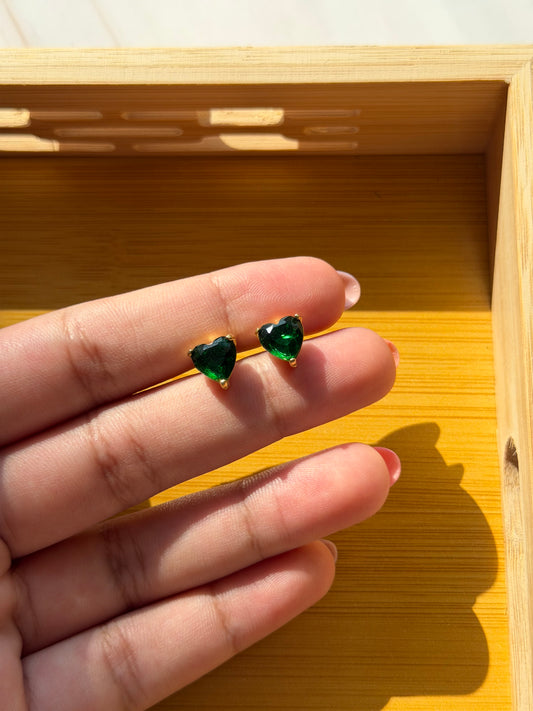 Emerald Dreams Heart Studs