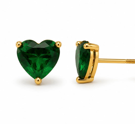 Emerald Dreams Heart Studs