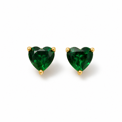 Emerald Dreams Heart Studs