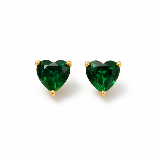 Emerald Dreams Heart Studs