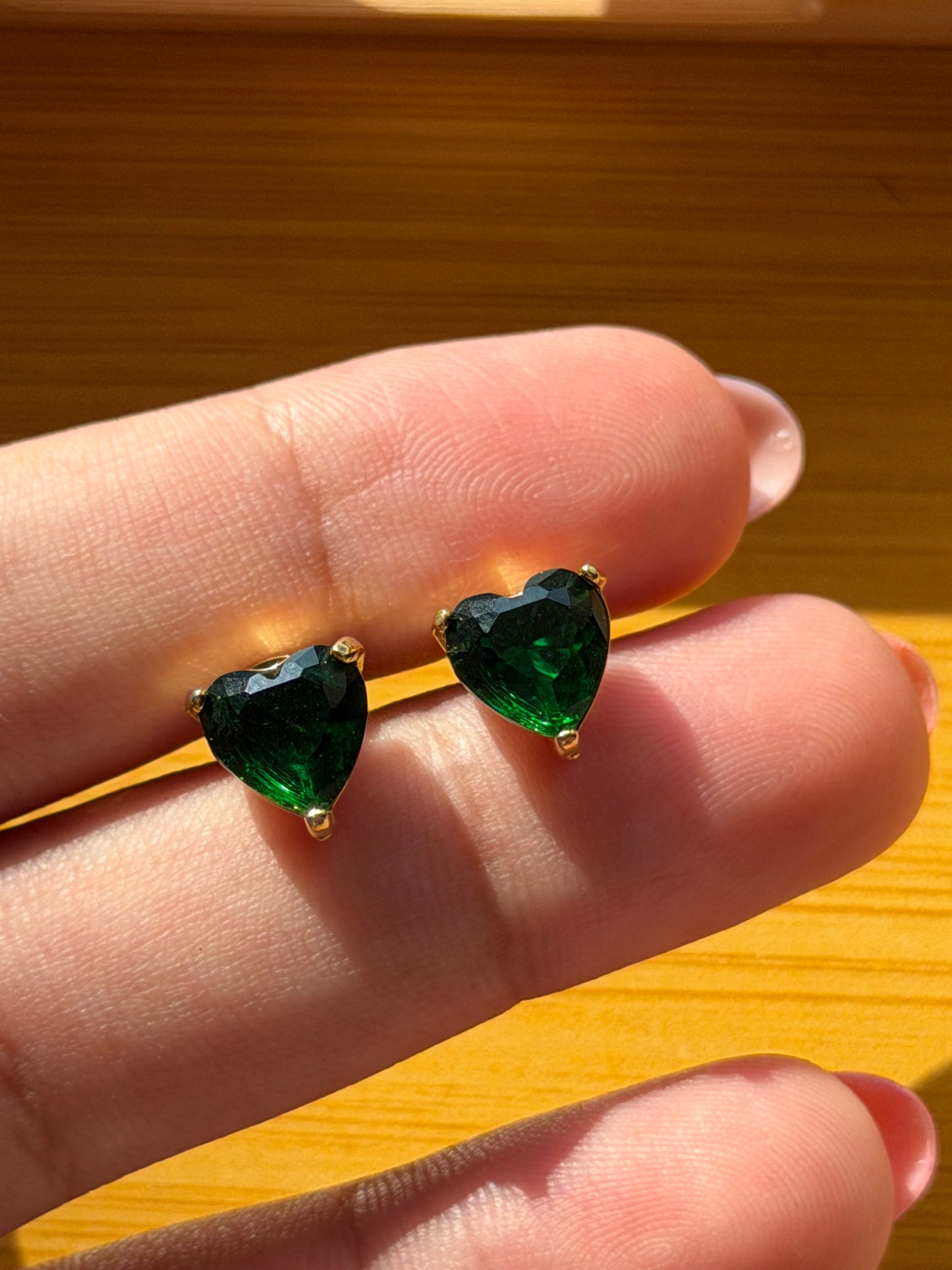 Emerald Dreams Heart Studs