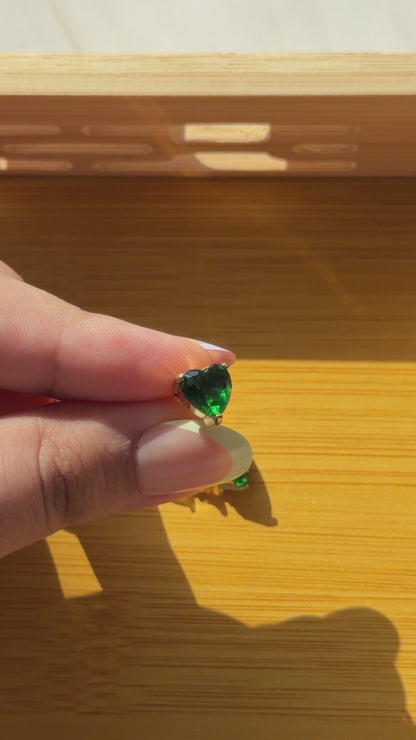 Emerald Dreams Heart Studs